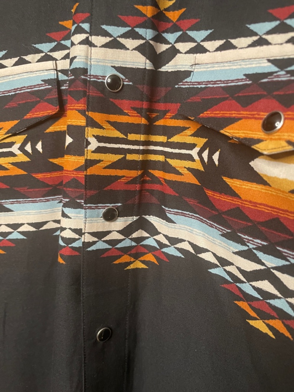 PANHANDLE SLIM MEN'S SOUTHWESTERN BORDER LONG SLEEVE SNAP WESTERN SHIRT - Picture 11 of 12